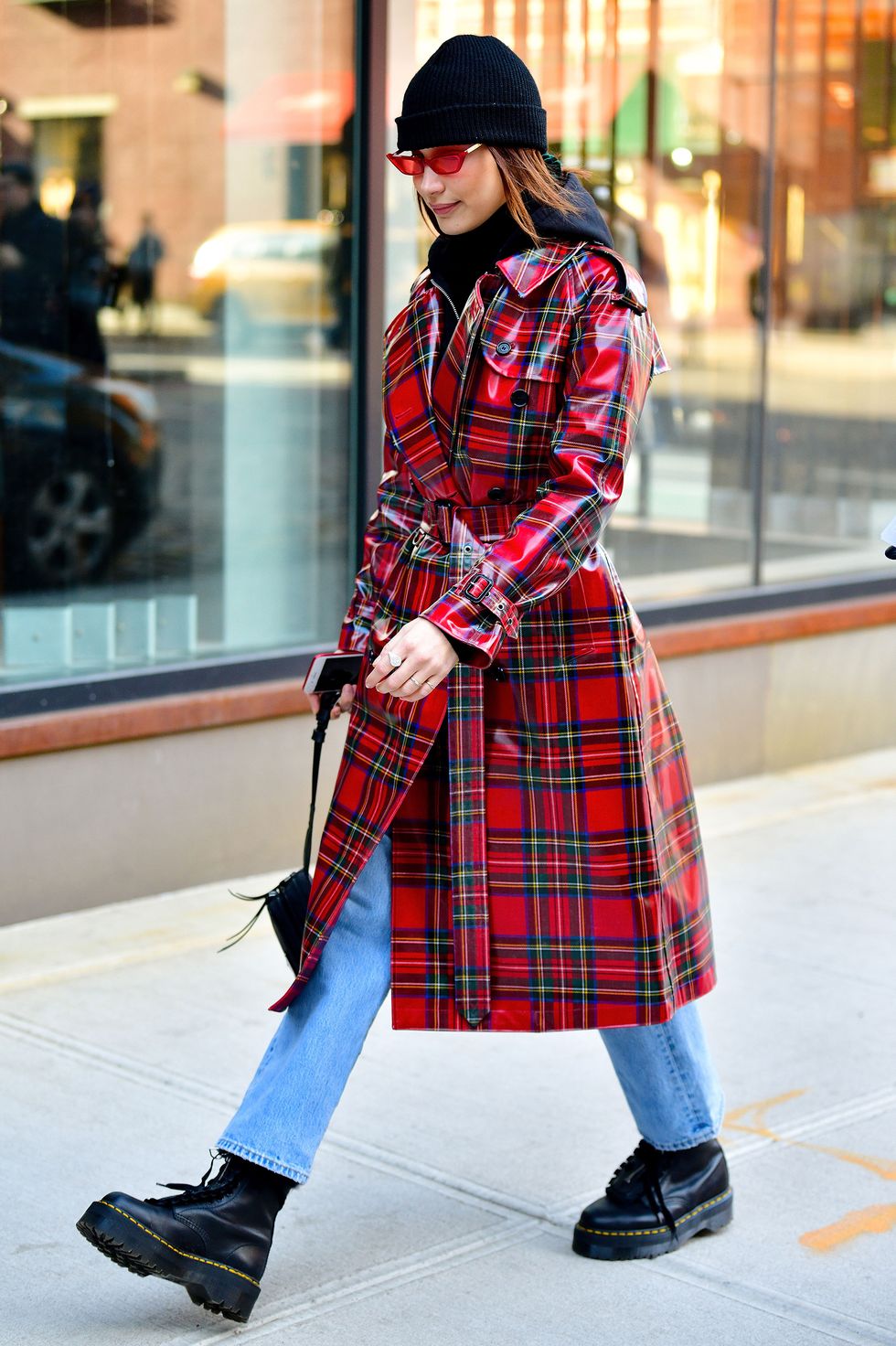bella hadid in a burberry trench