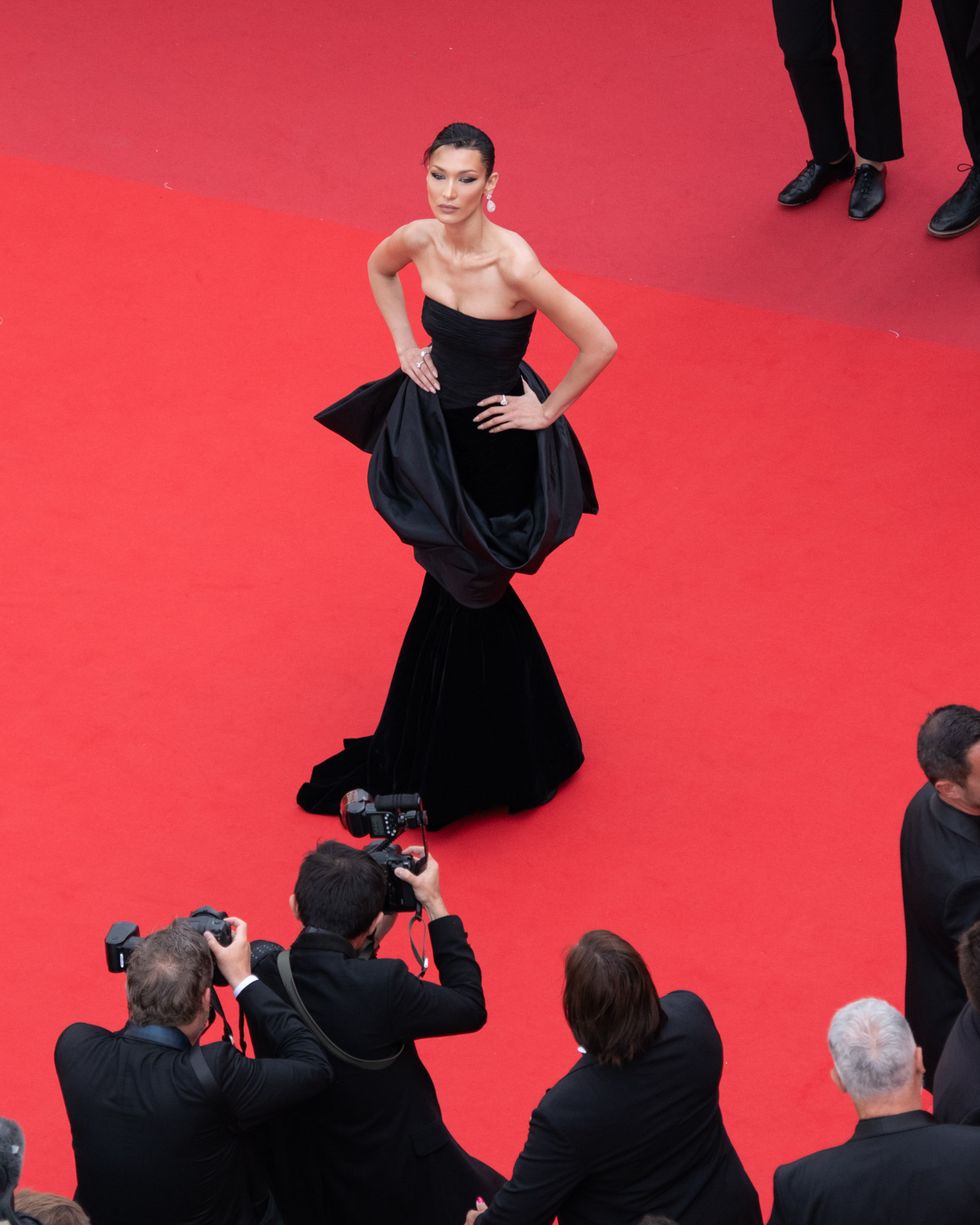 Bella Hadid in Dior Skirt and Top at Cannes 2019