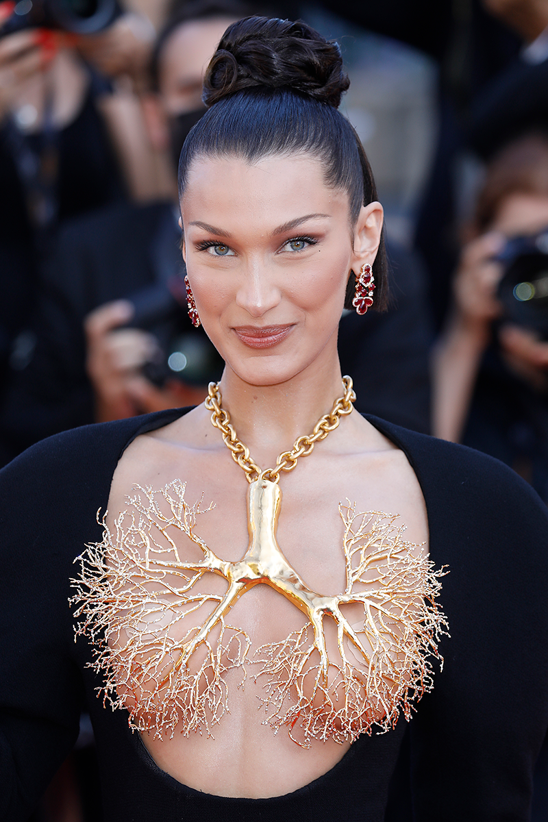 Bella Hadid Wears Daring Schiaparelli Lung Dress To Cannes 2021 