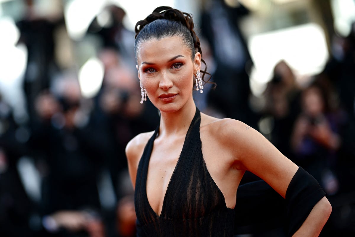 Bella Hadid Wears Cinched Bustier Versace Gown at Cannes Film Festival ...