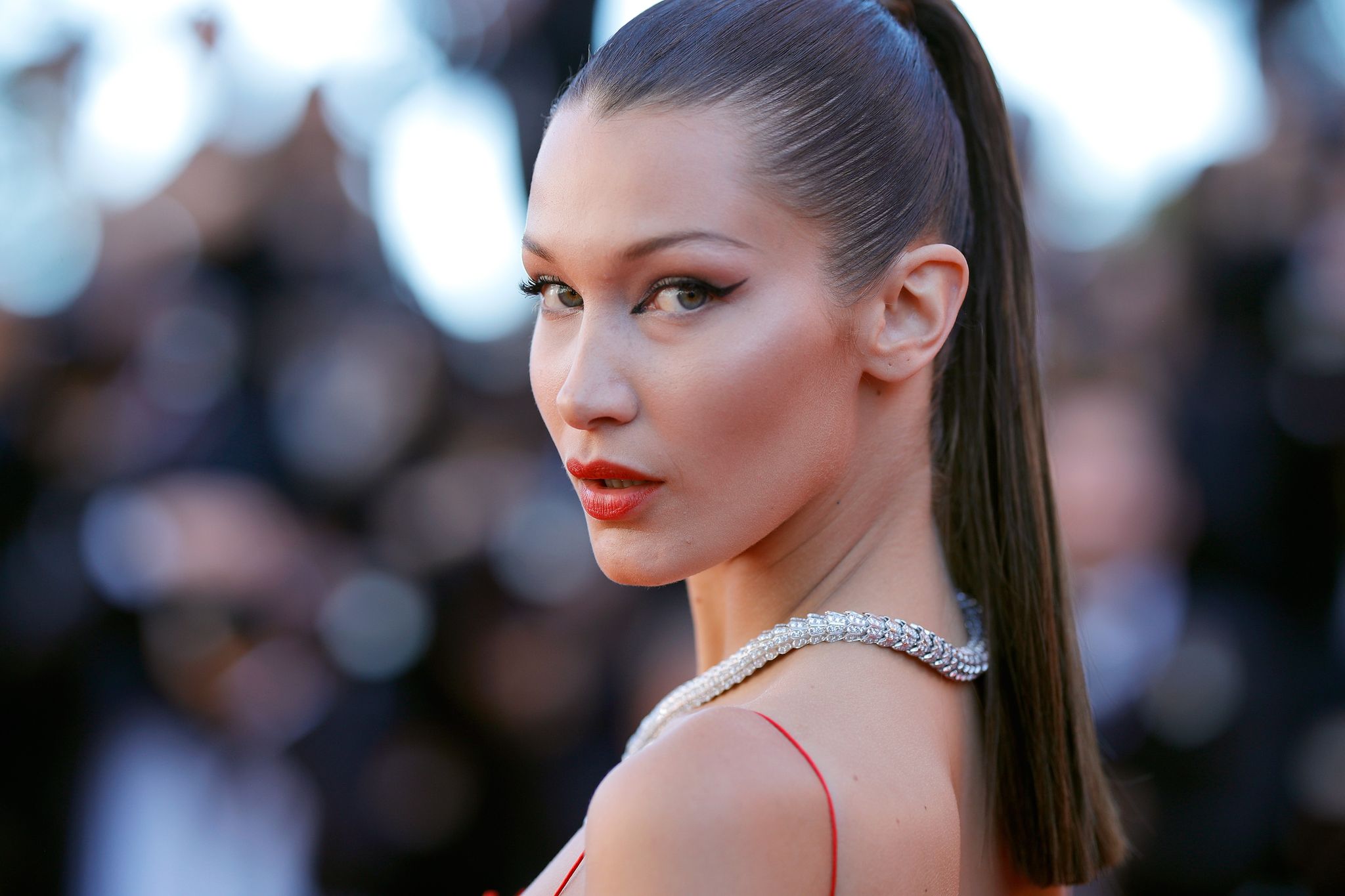 cannes, france   may 19  bella hadid attends the okja screening during the 70th annual cannes film festival at palais des festivals on may 19, 2017 in cannes, france  photo by andreas rentzgetty images