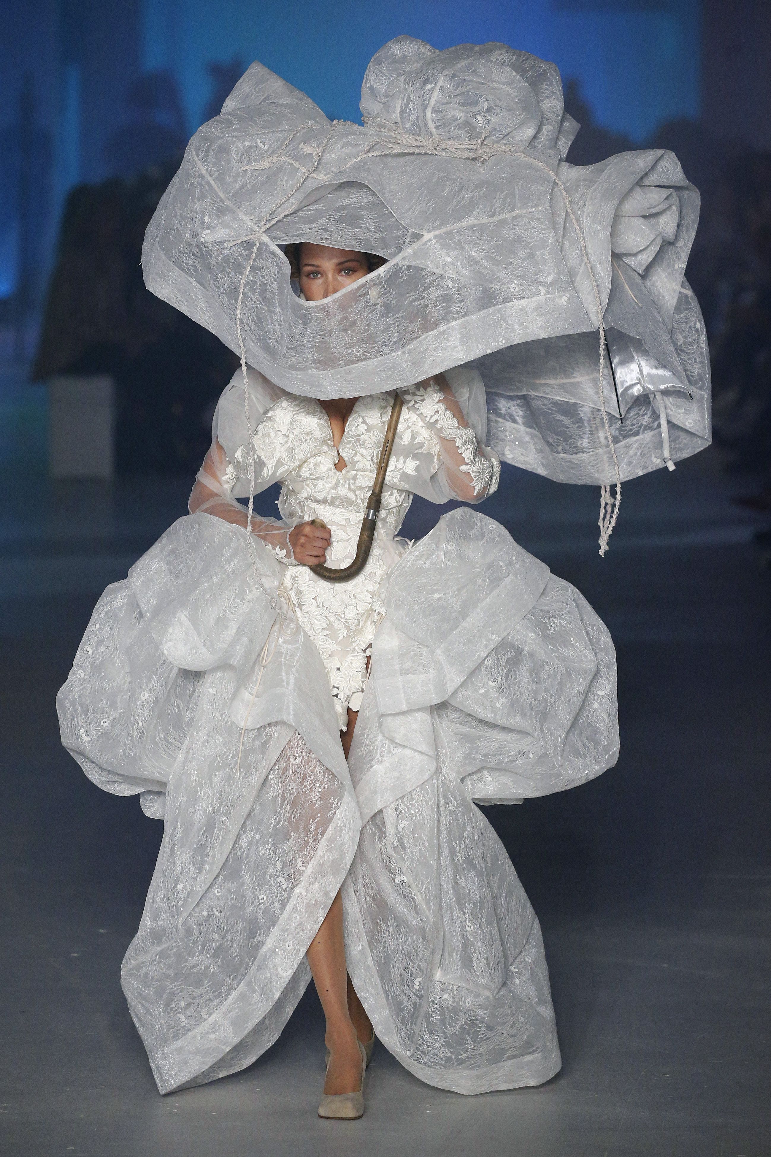 Bella Hadid closes the Vivienne Westwood show in a wedding dress