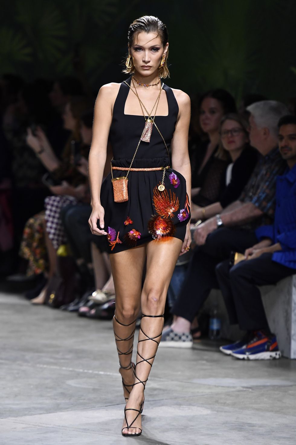 Irina Shayk Wears Versace Chainmail Dress for Milan Fashion Week