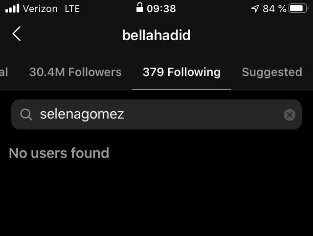 bella no longer following selena on may 5