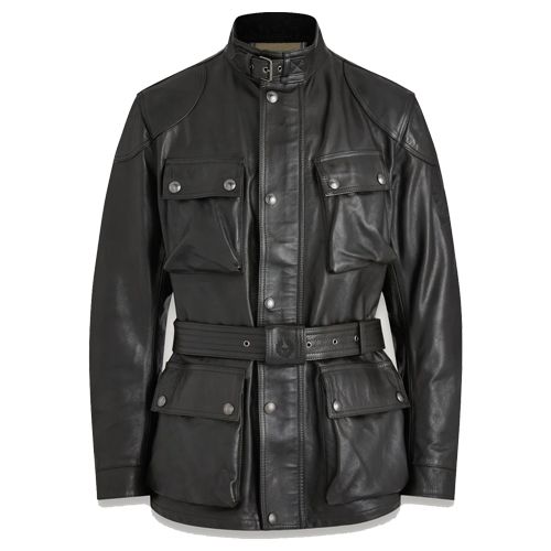 Black leather field discount jacket