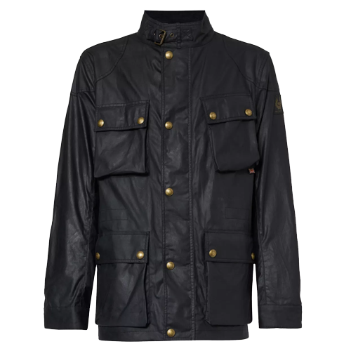 a black jacket with yellow buttons