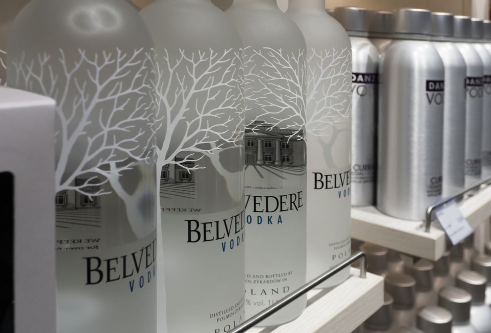belvedere vodka seen displayed on the shelf of duty free