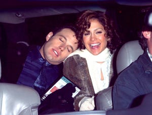 jennifer lopez and ben affleck on location for "jersey girl"