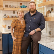 erin and ben napier on on the set of hgtv's home town