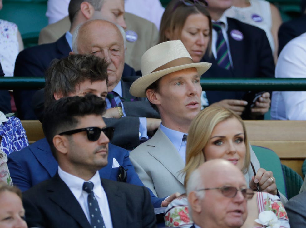 El actor británico  Benedict Cumberbatch en la final de Wimbledon 2018