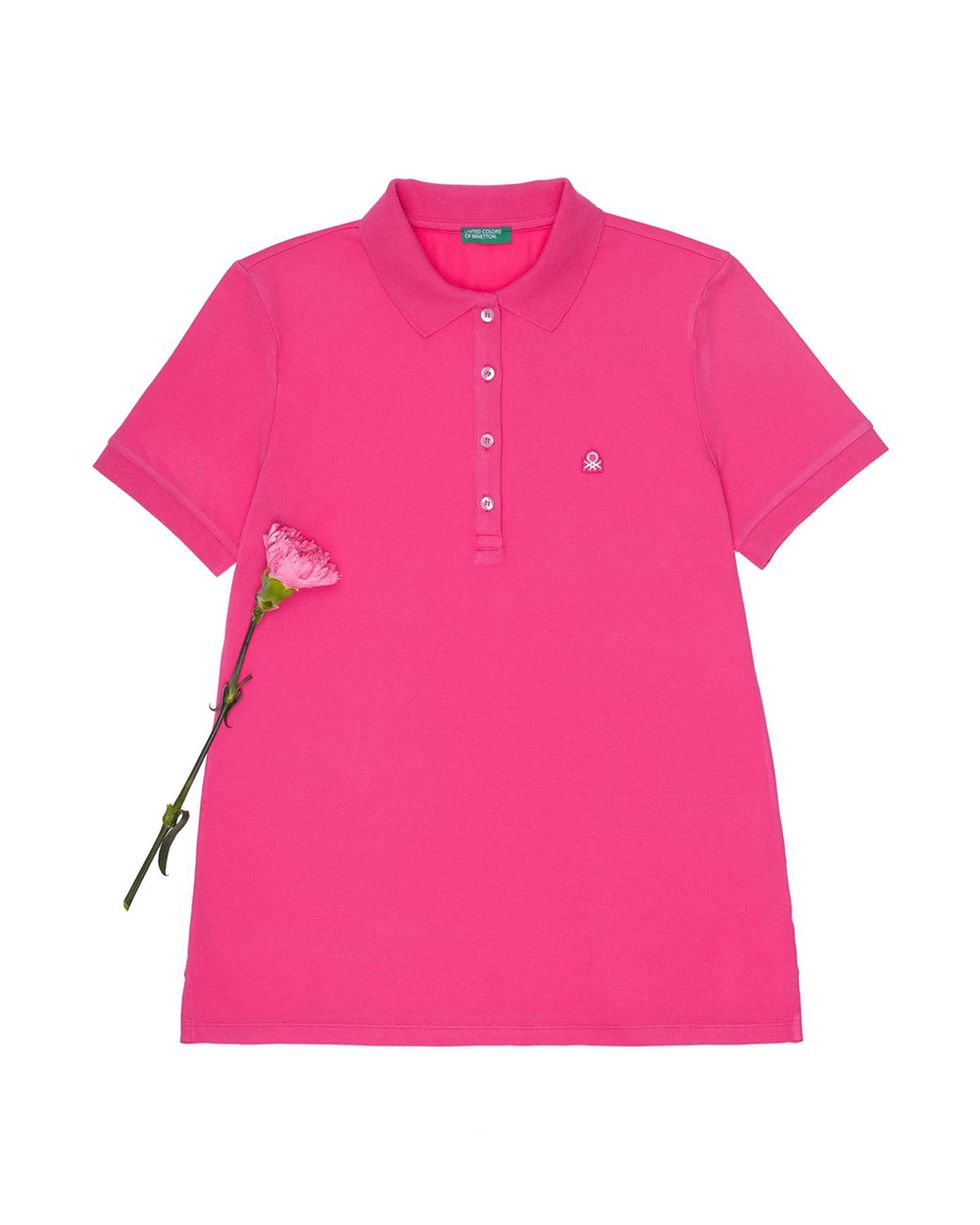 Clothing, Pink, T-shirt, Sleeve, Polo shirt, Magenta, Top, Collar, Outerwear, Active shirt, 