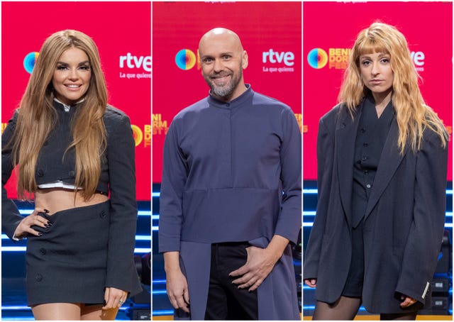 three individuals showcasing fashion outfits at an event