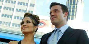 westwood, ca   july 27   actress jennifer lopez and actor ben affleck attend the premiere of revolution studios and columbia pictures film gigli at the mann national theatre july 27, 2003 in westwood, california  gigli opens nationwide on august 1, 2003  photo by kevin wintergetty images