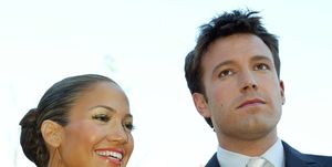 los angeles   february 9  actor ben affleck r and his fiance actresssinger jennifer lopez arrive at the premiere of daredevil at the village theatre on february 9, 2003 in los angeles, california photo by kevin wintergetty images