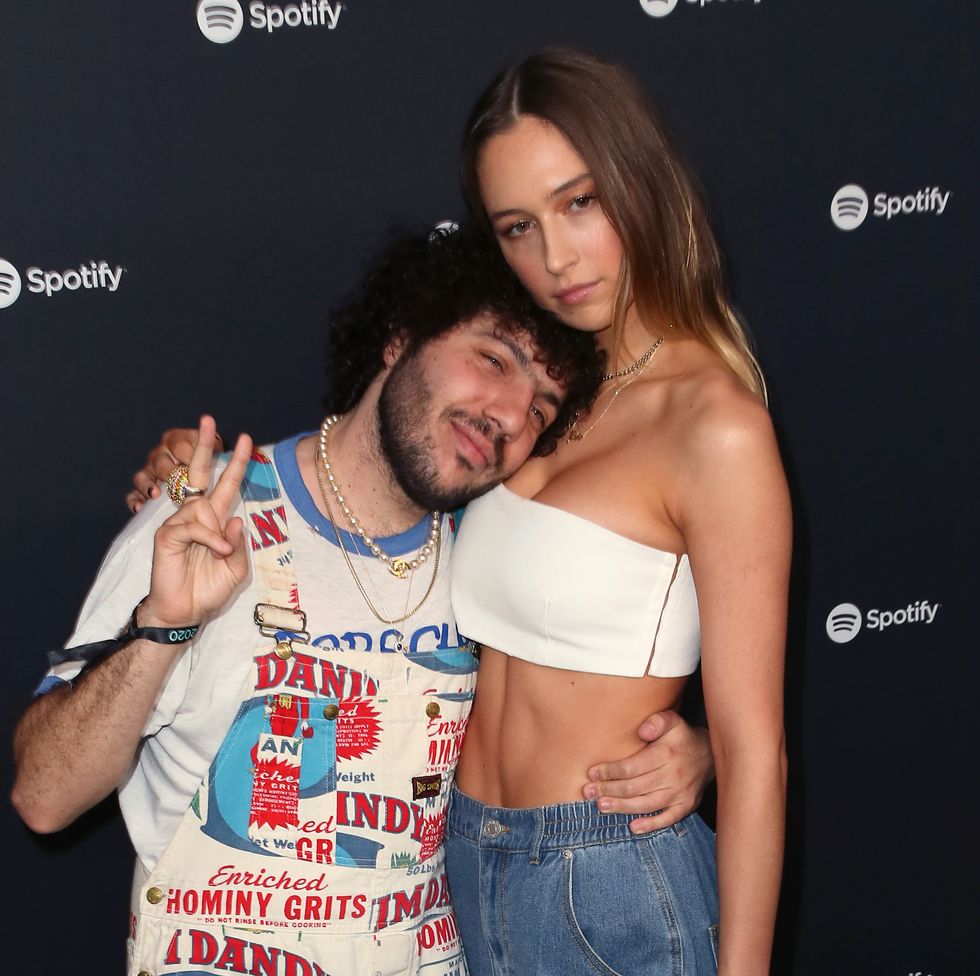 benny blanco poses with elsie hewitt at the spotify best new artist 2020 party arrivals