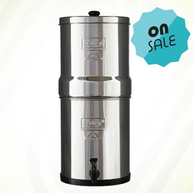 berkey water filter against green and white background