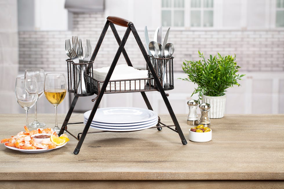 Yellow, Table, Furniture, Iron, Tableware, Serveware, Room, Shelf, Glass, Interior design, 