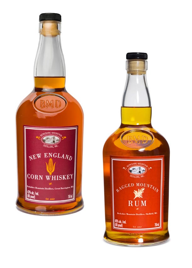 berkshire mountain distillers whiskey and rum bottles