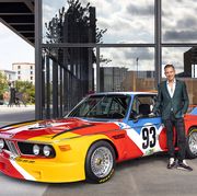 alexander s c rower, president of the calder foundation and grandson of the artist, with the calder bmw art car