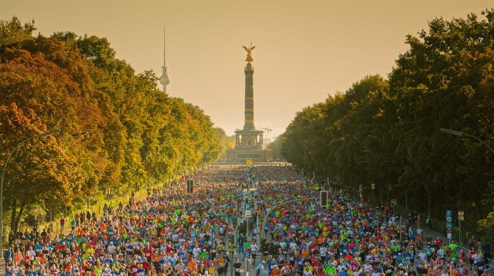 Berlin Marathon skyline with sunlight