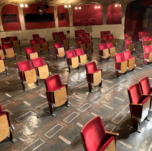 theater with spaced seating
