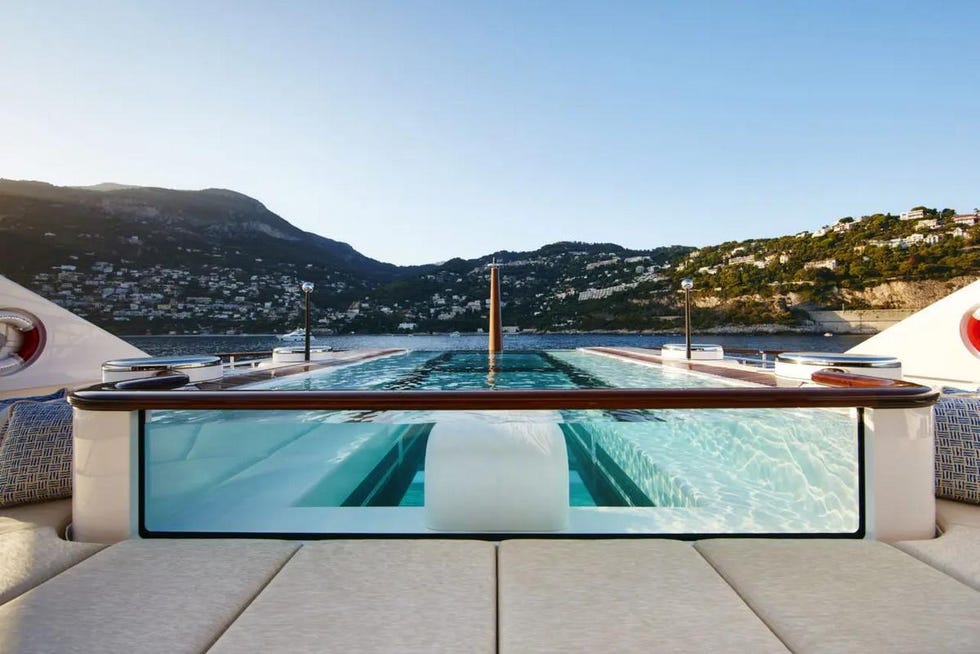 a pool on a deck