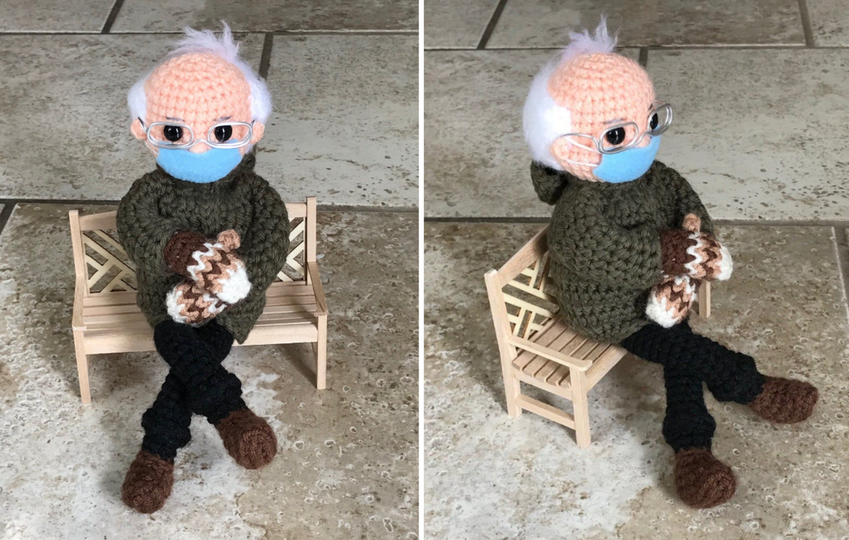 Bernie hot Sanders crochet doll