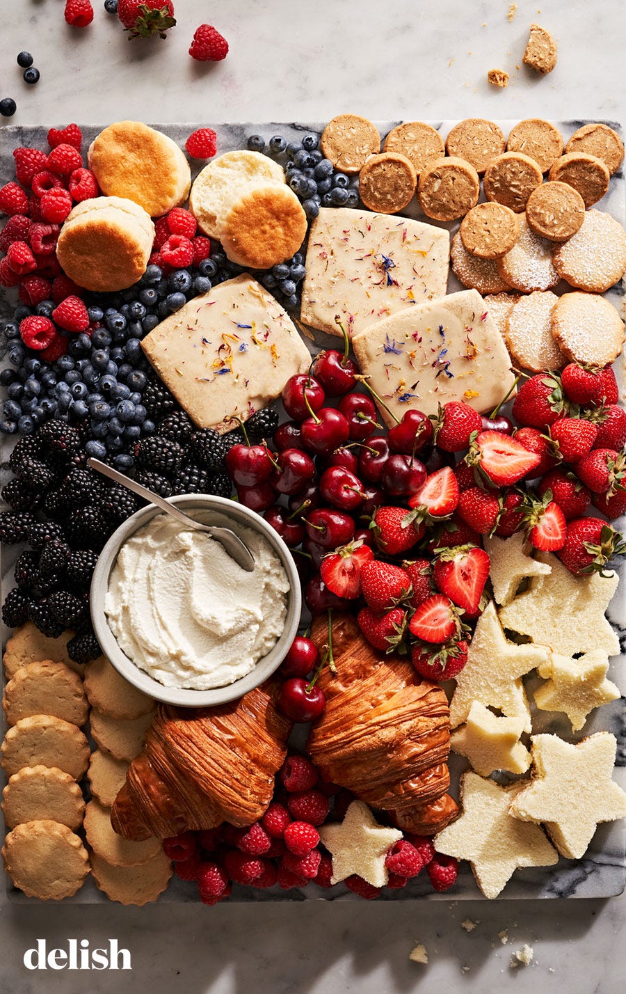 berries and cream charcuterie board