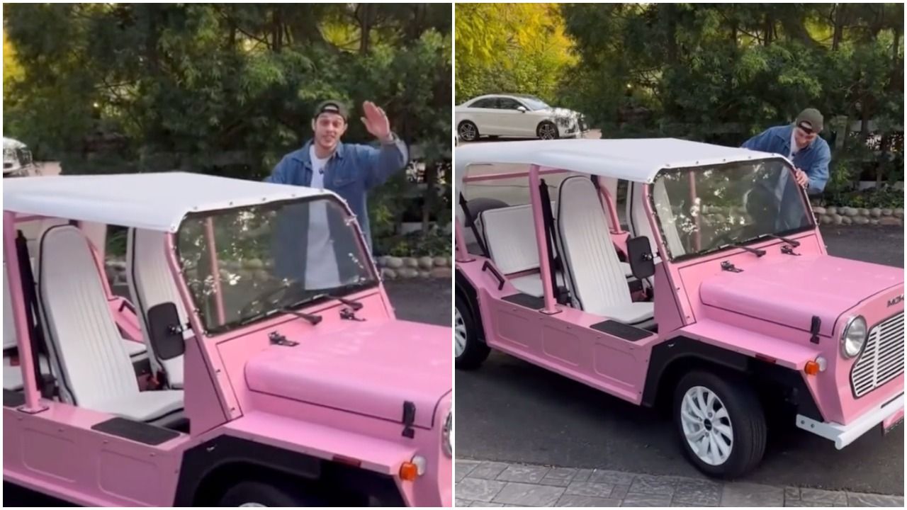 Pete Davidson Seen Driving Kim Kardashian's Hot Pink Golf Cart