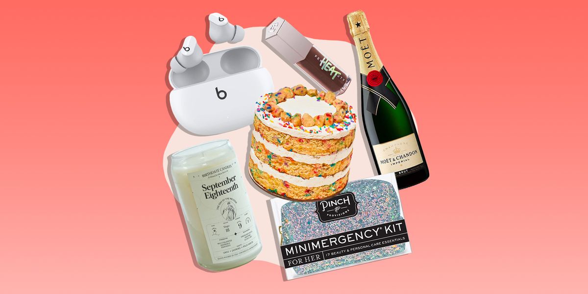 birthdate co birthday candles, milk bar the happy birthday kit, reserve bar moet and chandon imperial brut, fenty beauty gloss bomb heat universal lip luminizer and plumper, beats studio buds true wireless noise cancelling earbuds, pinch provisions minimergency kit