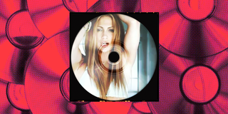 jennifer lopez album on a cd offset by other red cds