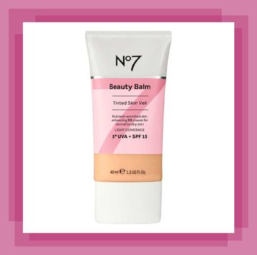 a tube of no7 bb cream with a pink and white design on packaging