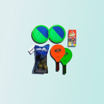 beach toys on blue background