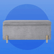 gif showing the use of a grey bedroom bench