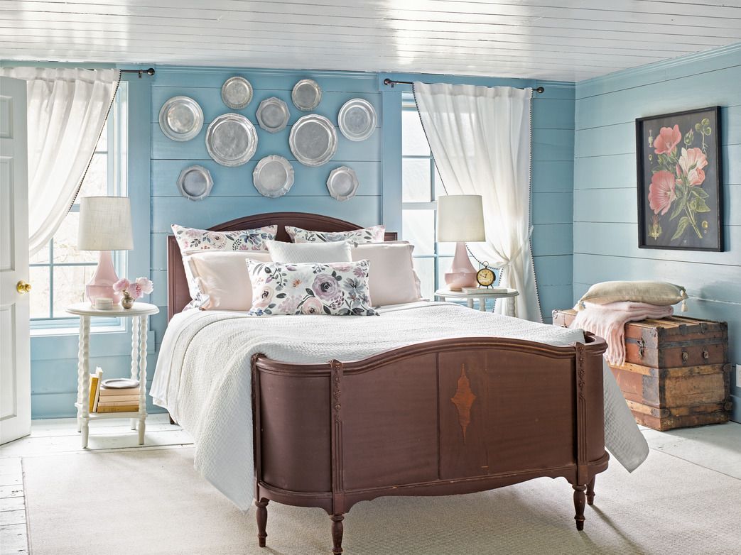 Charcoal, dusty blue and teal bedroom color combos