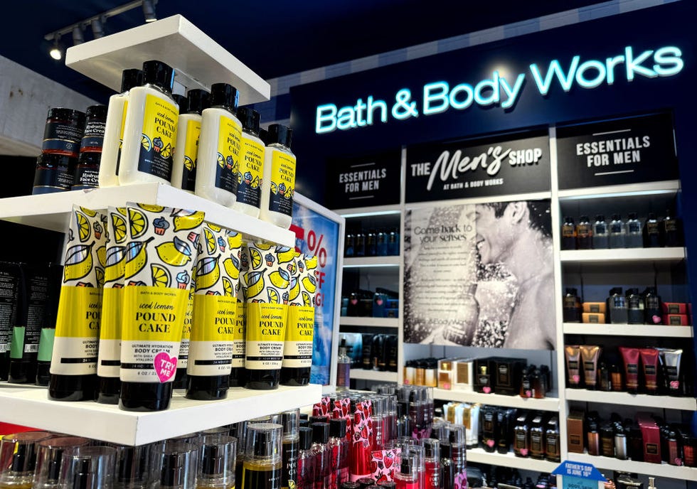 products displayed at a bath and body works store