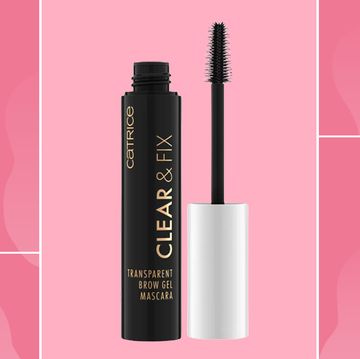 applying brow gel, clear and fix brow gel mascara, and a woman winking