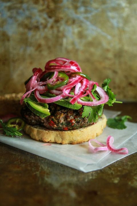 best burger toppings avocado cilantro pickled red onions