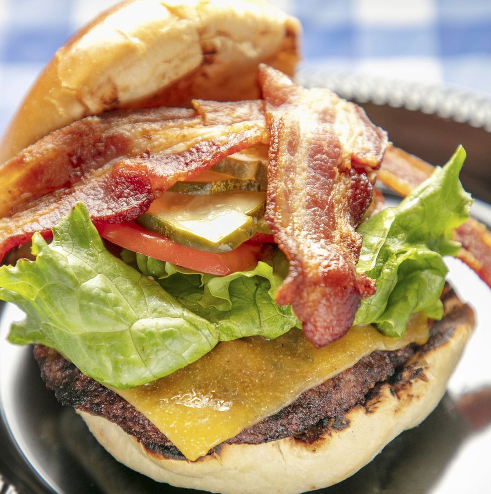 25 Best Burger Toppings 2024 What To Put On A Burger   Best Burger Toppings Cheddar Bacon 1618596655 