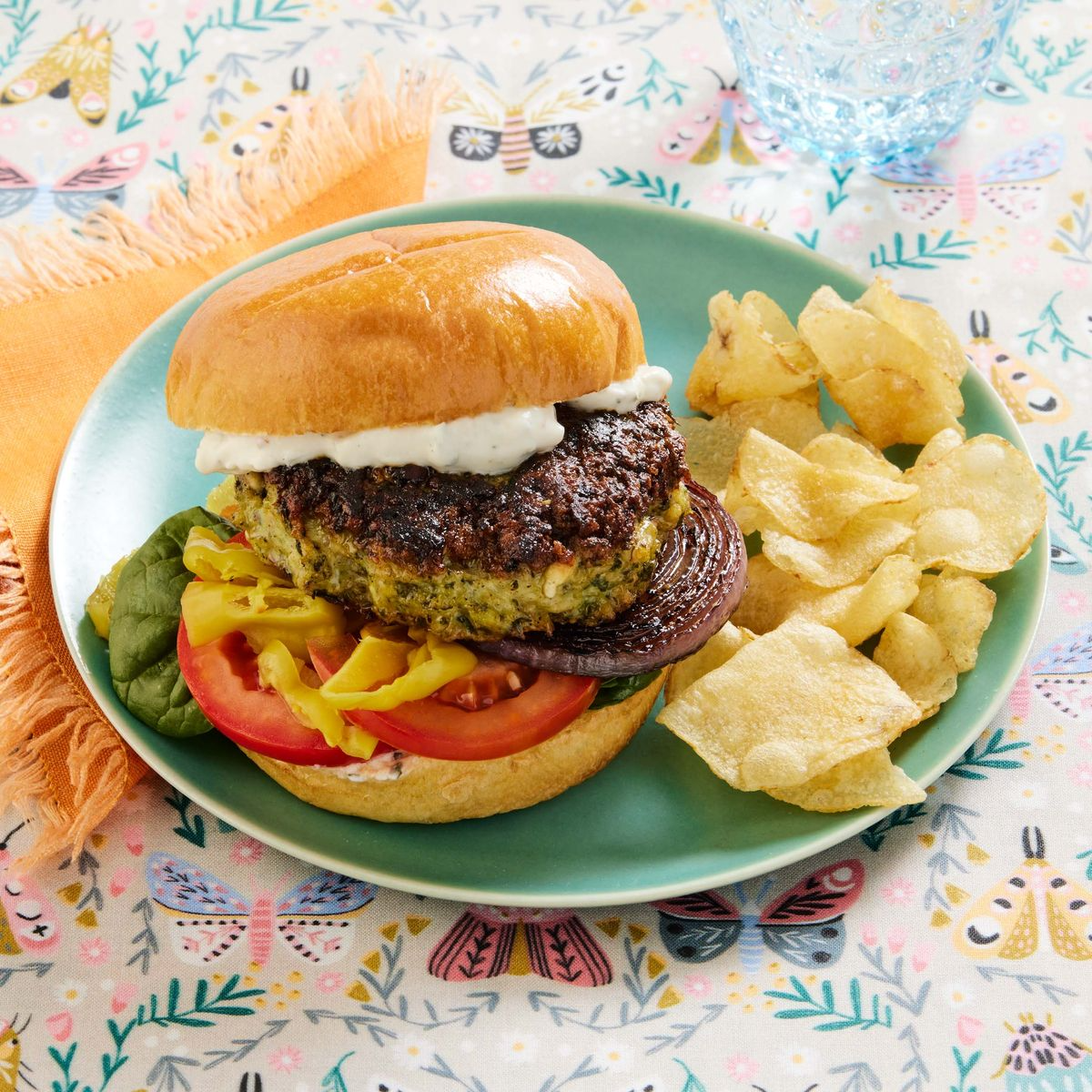 25 Best Burger Toppings 2024 What To Put On A Burger   Best Burger Toppings Spinach Feta Burger 662bda962d238 