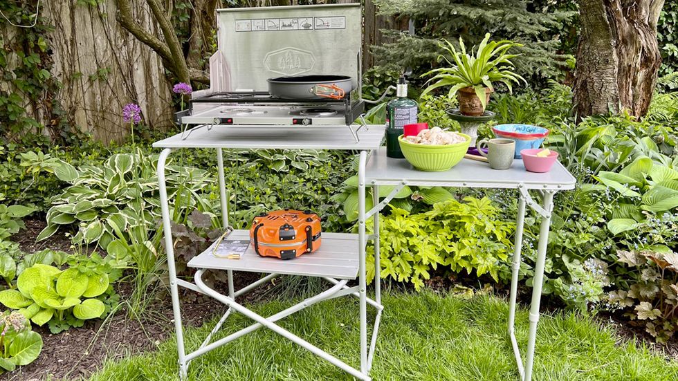 Outdoor mobile kitchen camping stove box table