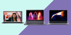 three laptops showcasing different displays and designs