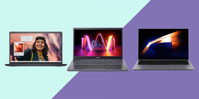 three laptops showcasing different displays and designs