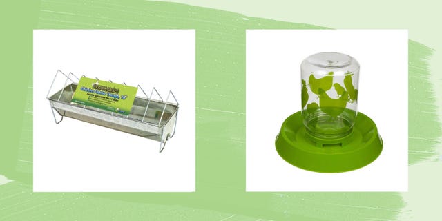 Green Chicken Feeder/Waterer Combo, 128 oz 