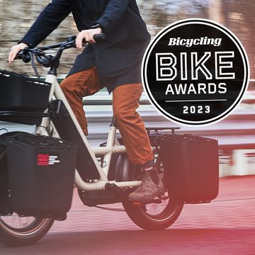 bicycling bike awards 2023 riding specialized globe haul cargo bike on city street