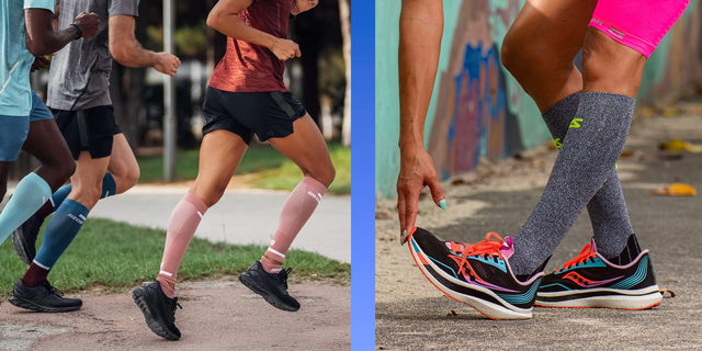 runners wearing compression socks