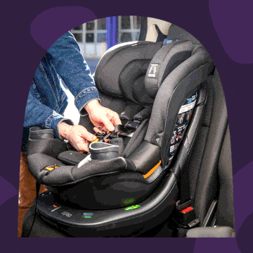 chicco fit 360 rotating car seat and close ups of its features