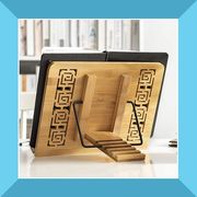 wishacc bamboo book stand reading rest holder, yamazaki tablet home cookbook stand