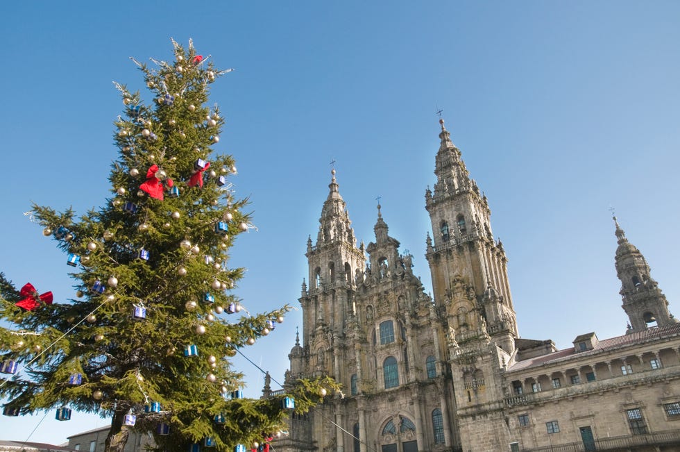 christmas in obradoiro cathedral of santiago de compostela galicia