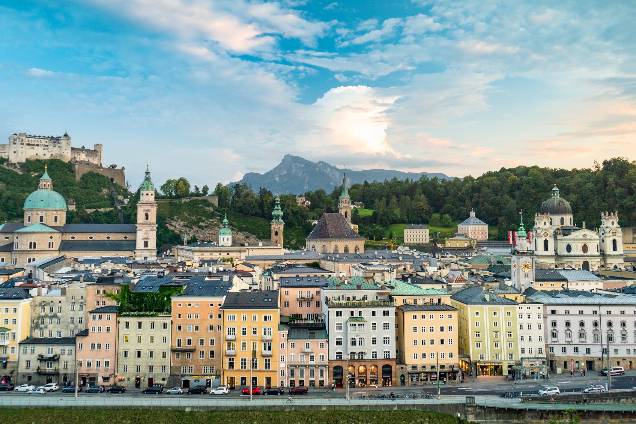 panorama of salzburg city, austria during summertime